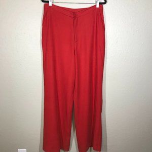 Lauren Ralph Lauren Rust Orange High Rise Wide Leg 32" Inseam 100% Silk Pant